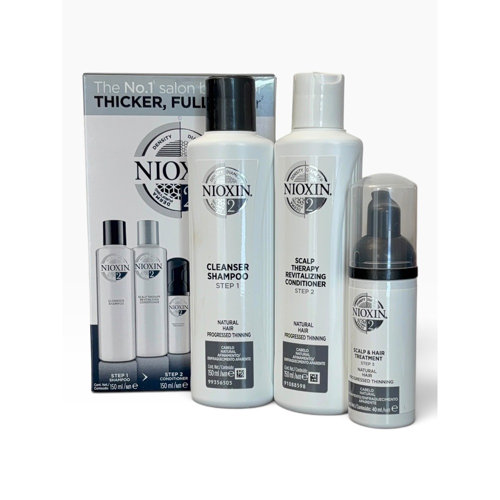 Nioxin System 2 Hair Care Kit Natural Hair Progressed Thinning 3 Step Trial Set